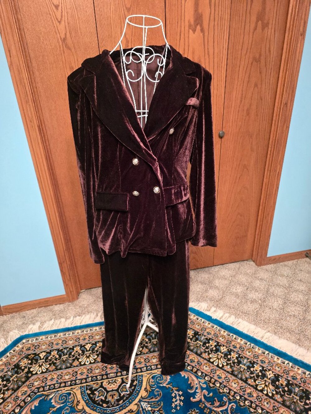 NWOT Chocolate Brown Velour Pantsuit Large